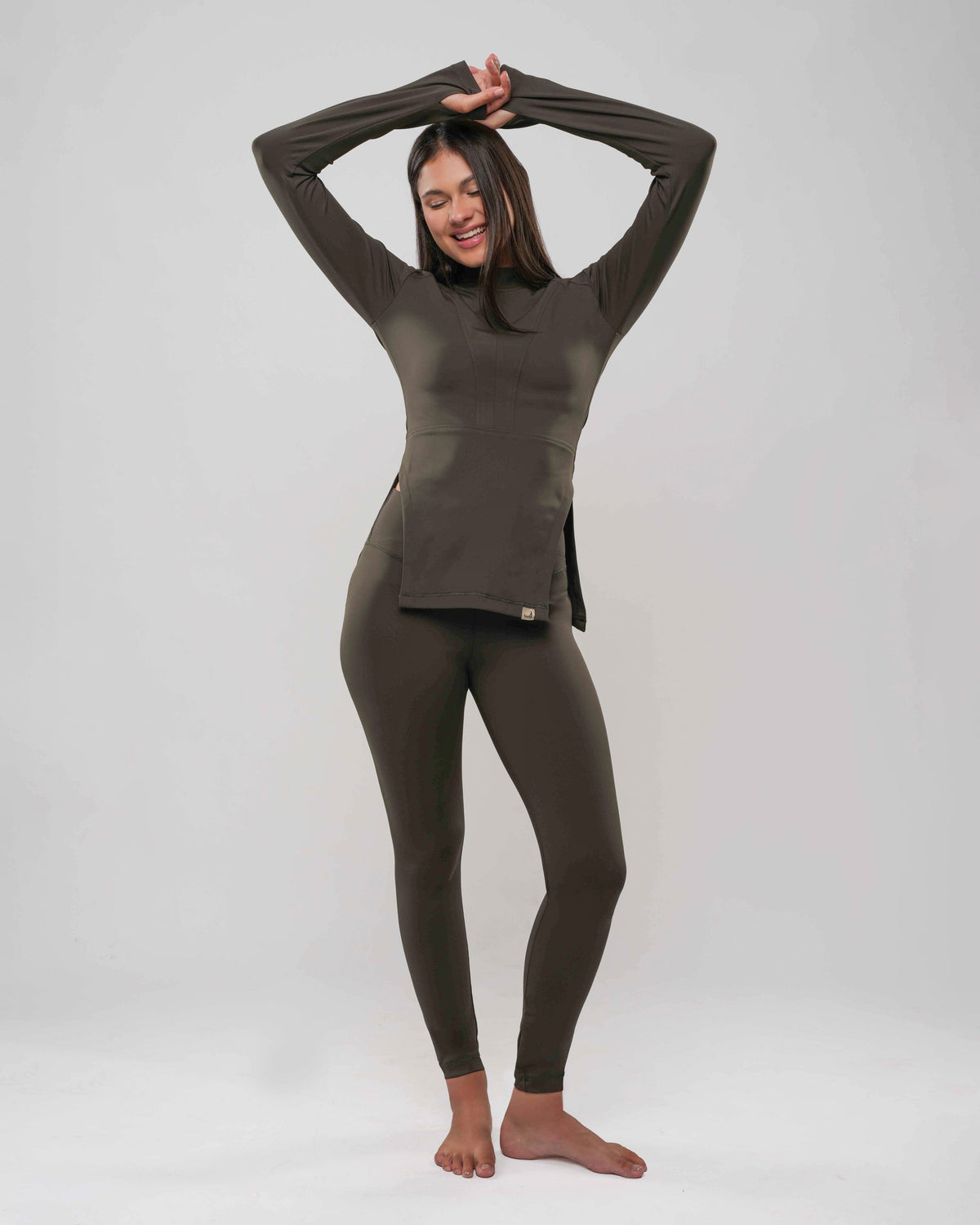 Olive Tailored Blouse & Leggings Set by A&B