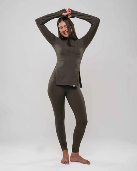 Olive Tailored Blouse & Leggings Set by A&B