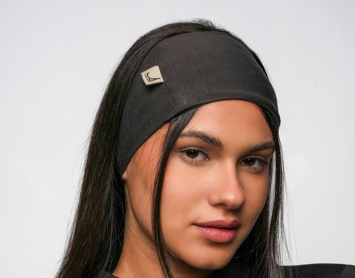 Olive V-Neck Top & Leggings Set with Dark Green Headband & Black Parka by A&B