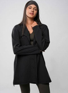 Olive V-Neck Top & Leggings Set with Dark Green Headband & Black Parka by A&B