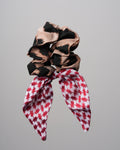 A&B Leopard and Shumagh Statement Scrunchie with leopard print and red Shumagh tails
