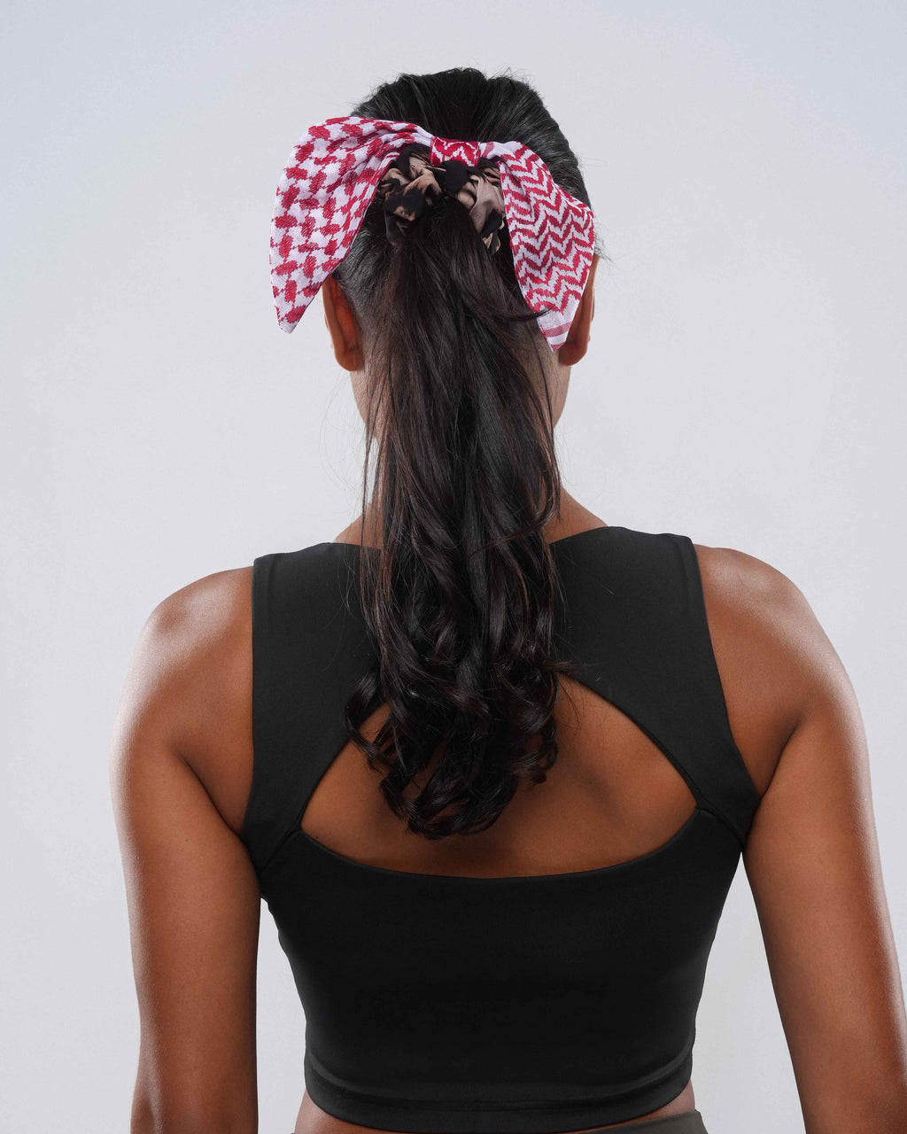 A&B Leopard and Shumagh Statement Scrunchie with leopard print and red Shumagh tails