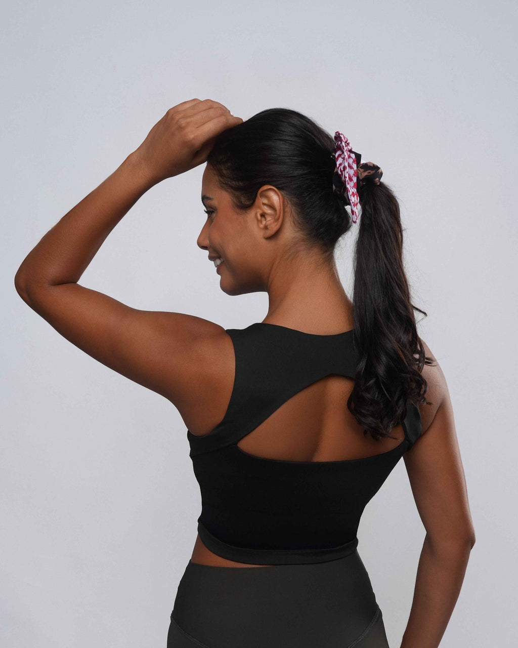 A&B Leopard and Shumagh Statement Scrunchie with leopard print and red Shumagh tails