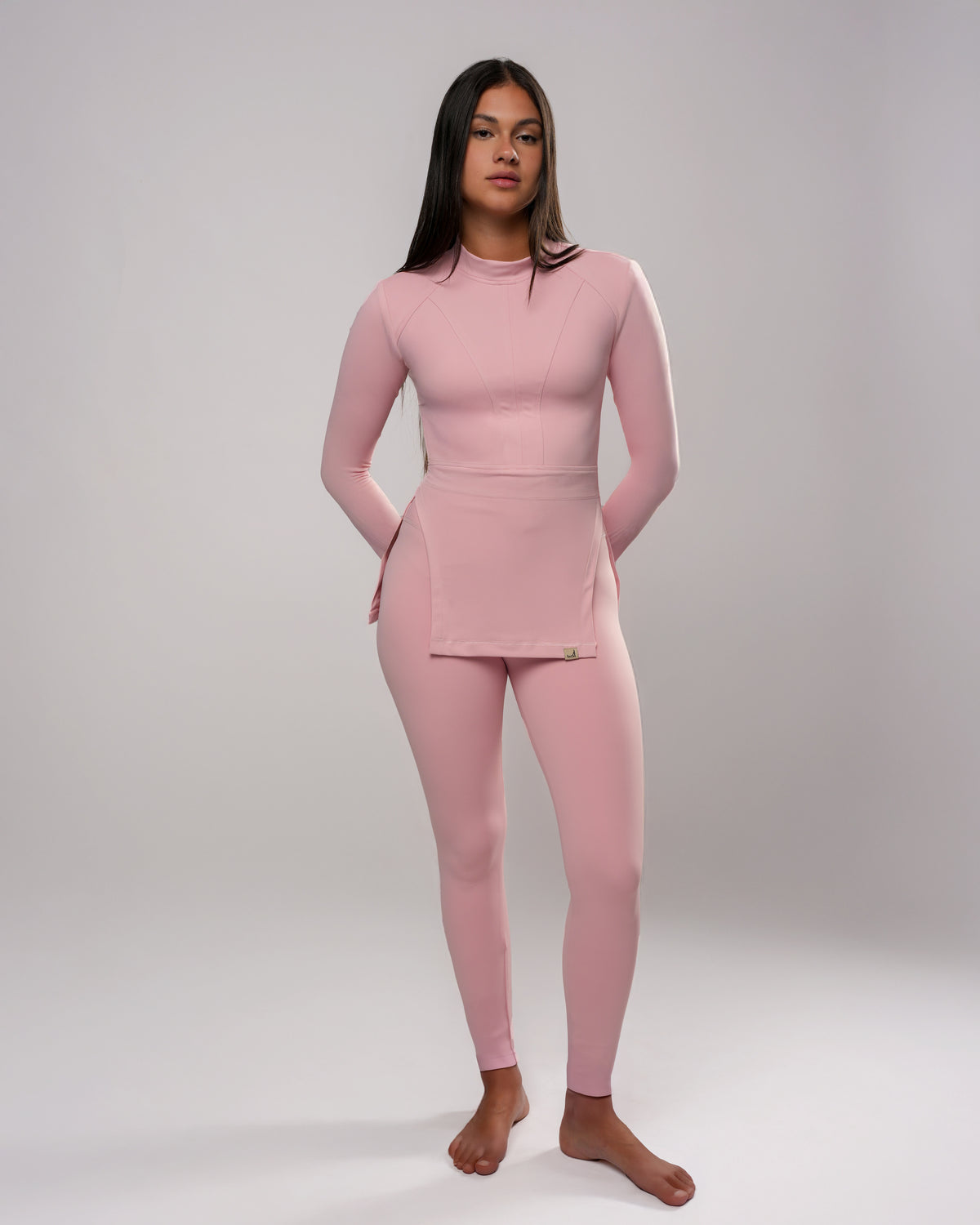 Tailored Blouse in Pink by A&B | modest long sleeve sports top