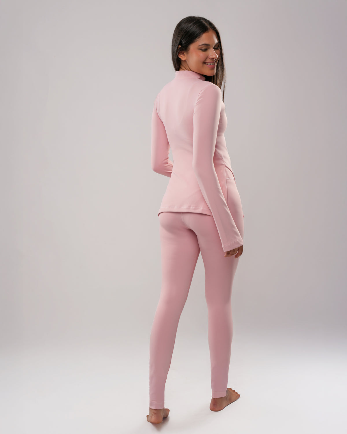 Tailored Blouse in Pink by A&B | modest long sleeve sports top