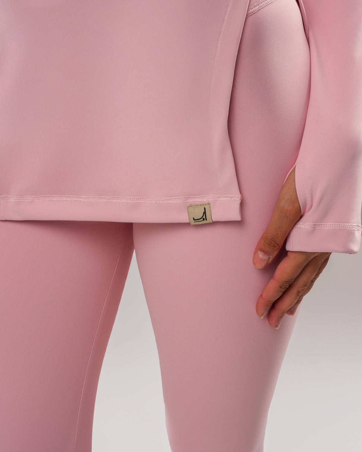 Tailored Blouse in Pink by A&B | modest long sleeve sports top