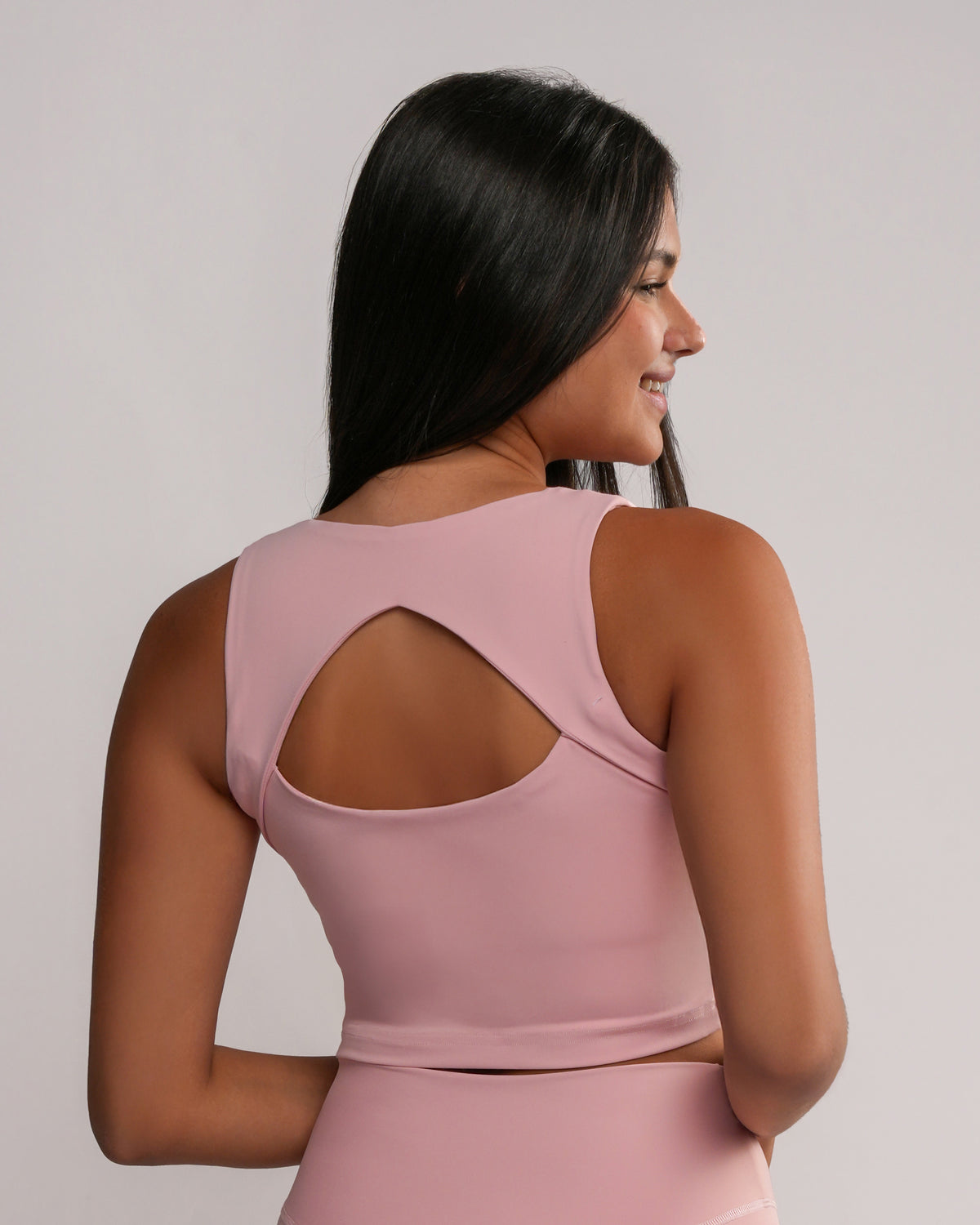 V-Neck Performance Top in Pink by A&B | modest sports top